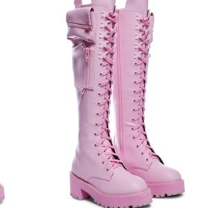 Dollzkill / Sugar Thrillz- Pastel Pinkish/purple Combat boots. Like New. Size 8